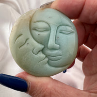 Caribbean Calcite Sun Moon Face Carving-Handmade Naturals Inc