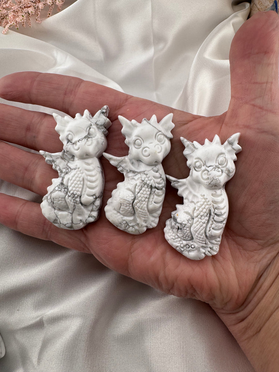 Howlite Baby Dragon Carving-Handmade Naturals Inc