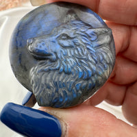Labradorite Wolf Carving-Handmade Naturals Inc