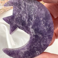 Lepidolite Star and Moon Carving-Handmade Naturals Inc