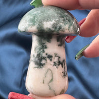 Moss Agate Mushroom Carving-Handmade Naturals Inc