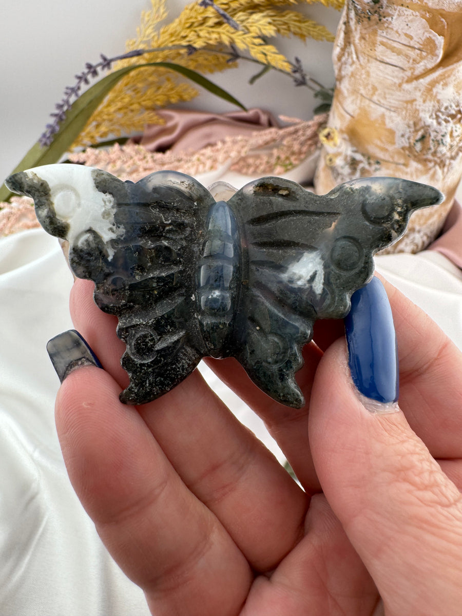 Ocean Jasper Butterfly Carving-Handmade Naturals Inc
