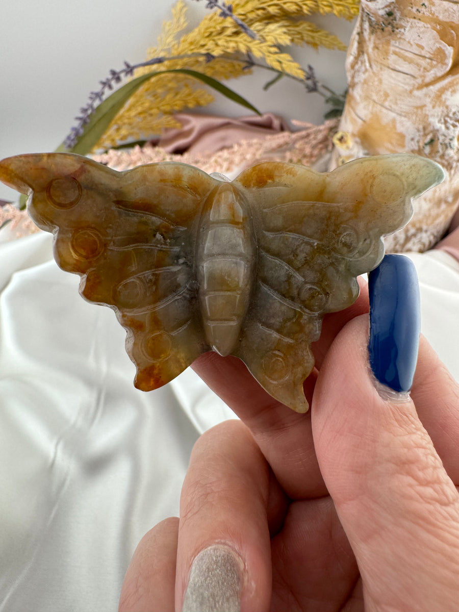 Ocean Jasper Butterfly Carving-Handmade Naturals Inc
