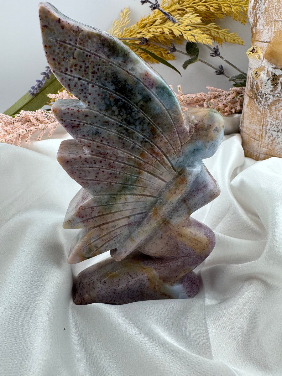 Ocean Jasper Butterfly Fairy Carving-Handmade Naturals Inc