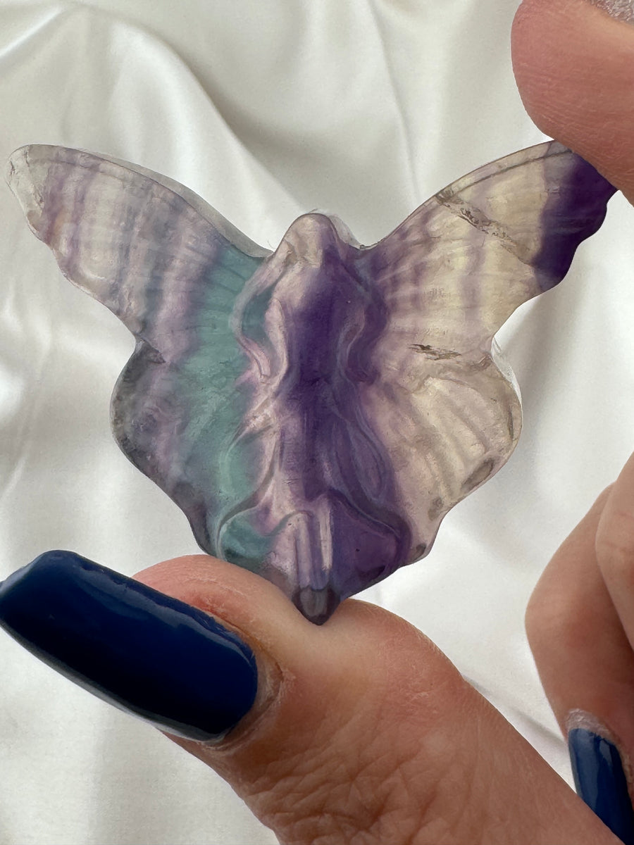 Rainbow Fluorite Butterfly Fairy Carving-Handmade Naturals Inc