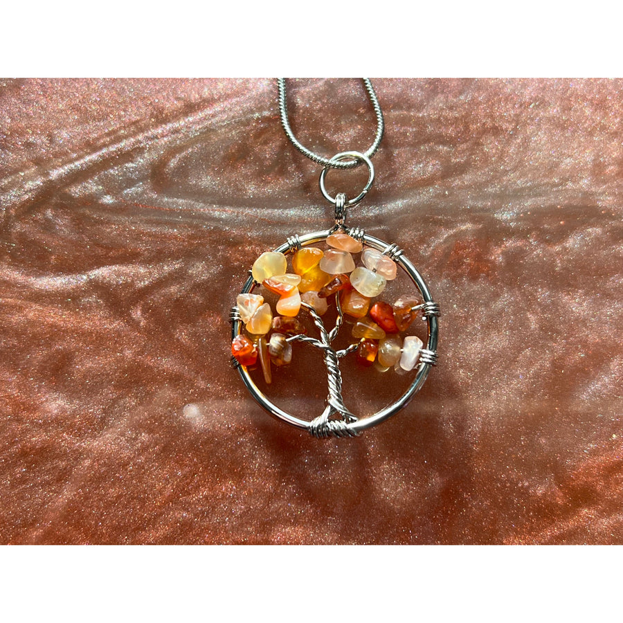 Carnelian Wire-Wrapped Tree of Life Pendant-Handmade Naturals Inc