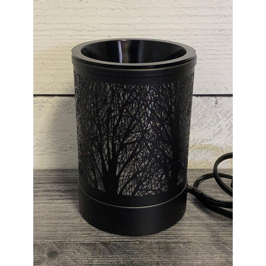 Electric Wax Melt Warmer with 7 Color Changing LED Lights - Black Metal Forest Pattern-Handmade Naturals Inc