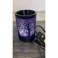 Electric Wax Melt Warmer with 7 Color Changing LED Lights - Black Metal Forest Pattern-Handmade Naturals Inc